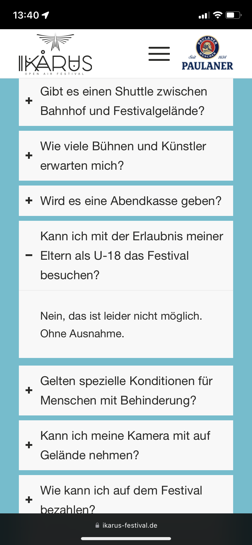 Ab welchem Alter darf man alleine oder in Begleitung eines Erwachsenen auf das IKARUS Festival
