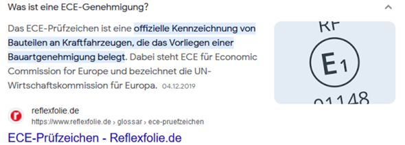 Unterschied zwischen ECE und EC TypeApproval Certificate? (Recht