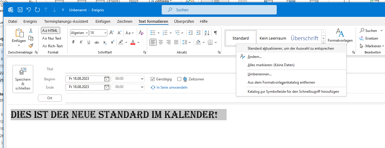 Schriftart im Outlook Kalender dauerhaft umstellen? (Software ...