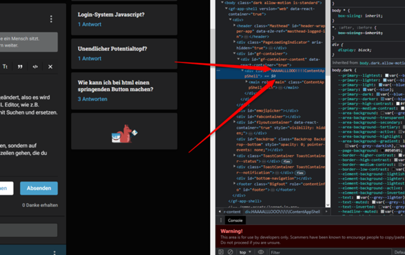HTML Console Tabelleninhalt Eingabe über Console ändern? (Webseite ...