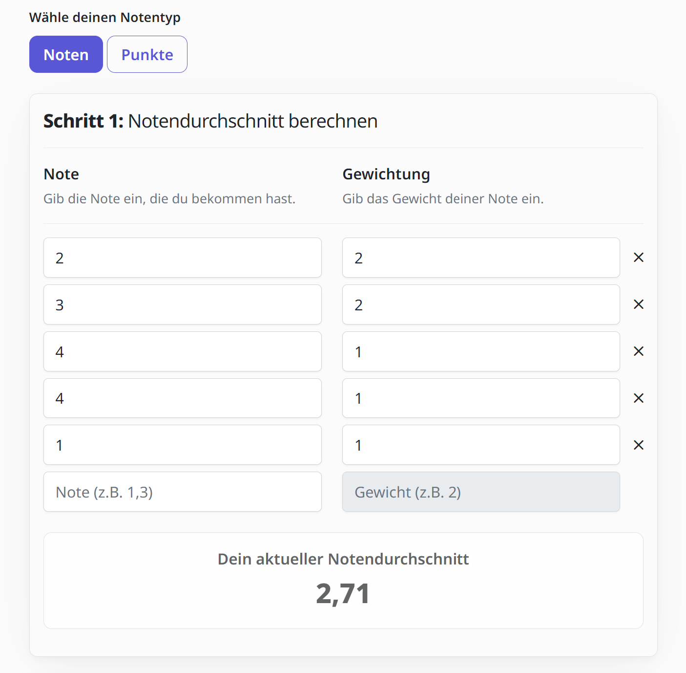 Notendurchschnitt berechnen? (Schule)
