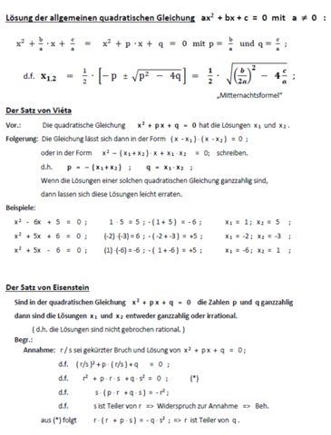 Mathe Quadratische Gleichungen Lösen? (rechnen, quadratische Gleichung)