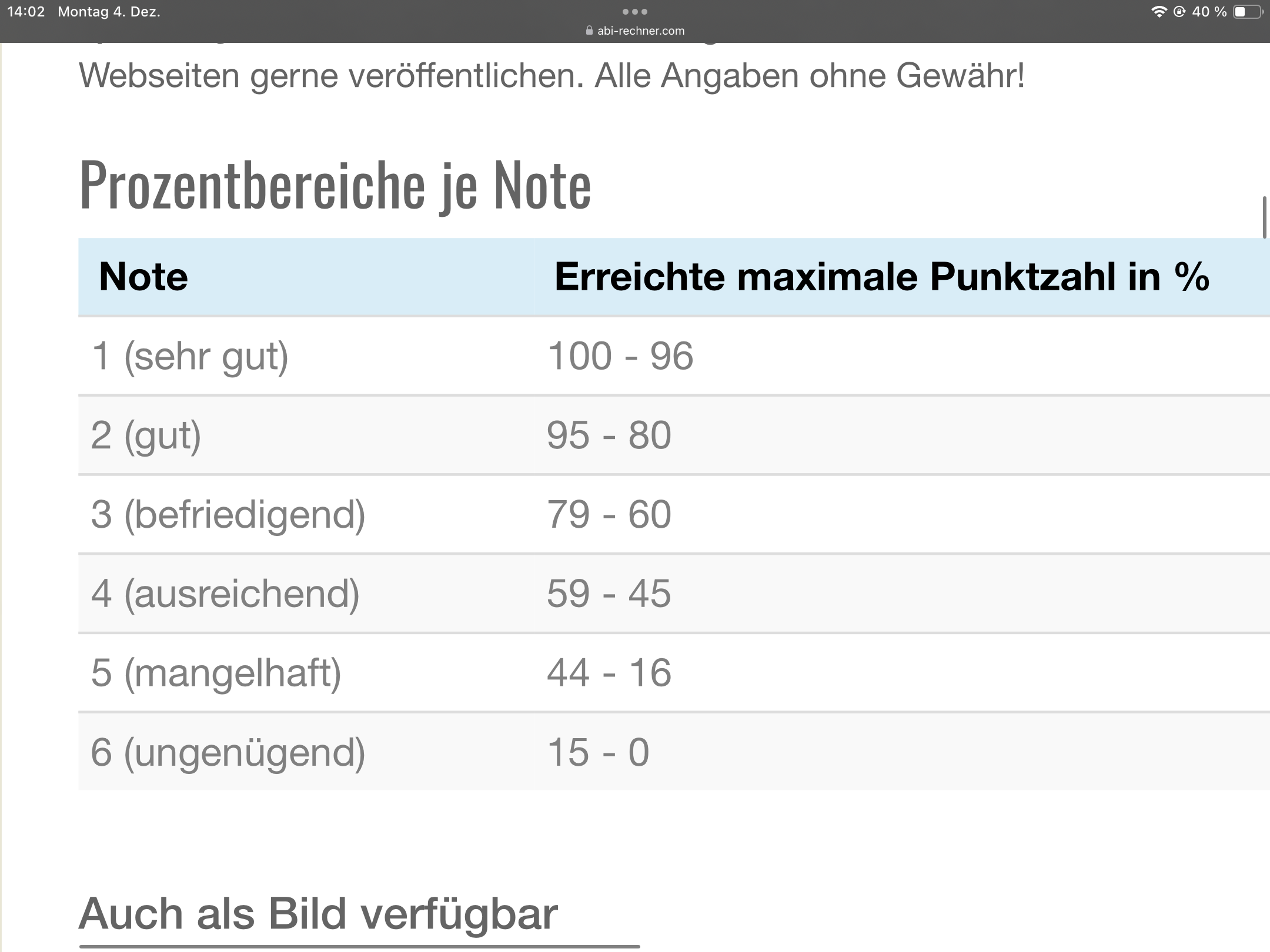 Stimmt die Note? (Schule, Noten, Test)