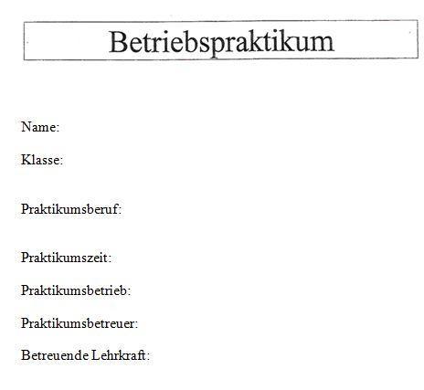 Deckblatt - (Schule, Programm, Praktikum)