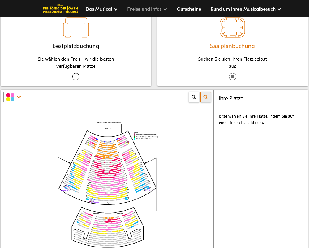 Was ist der beste Platz beim Musical König der Löwen? (Hamburg)