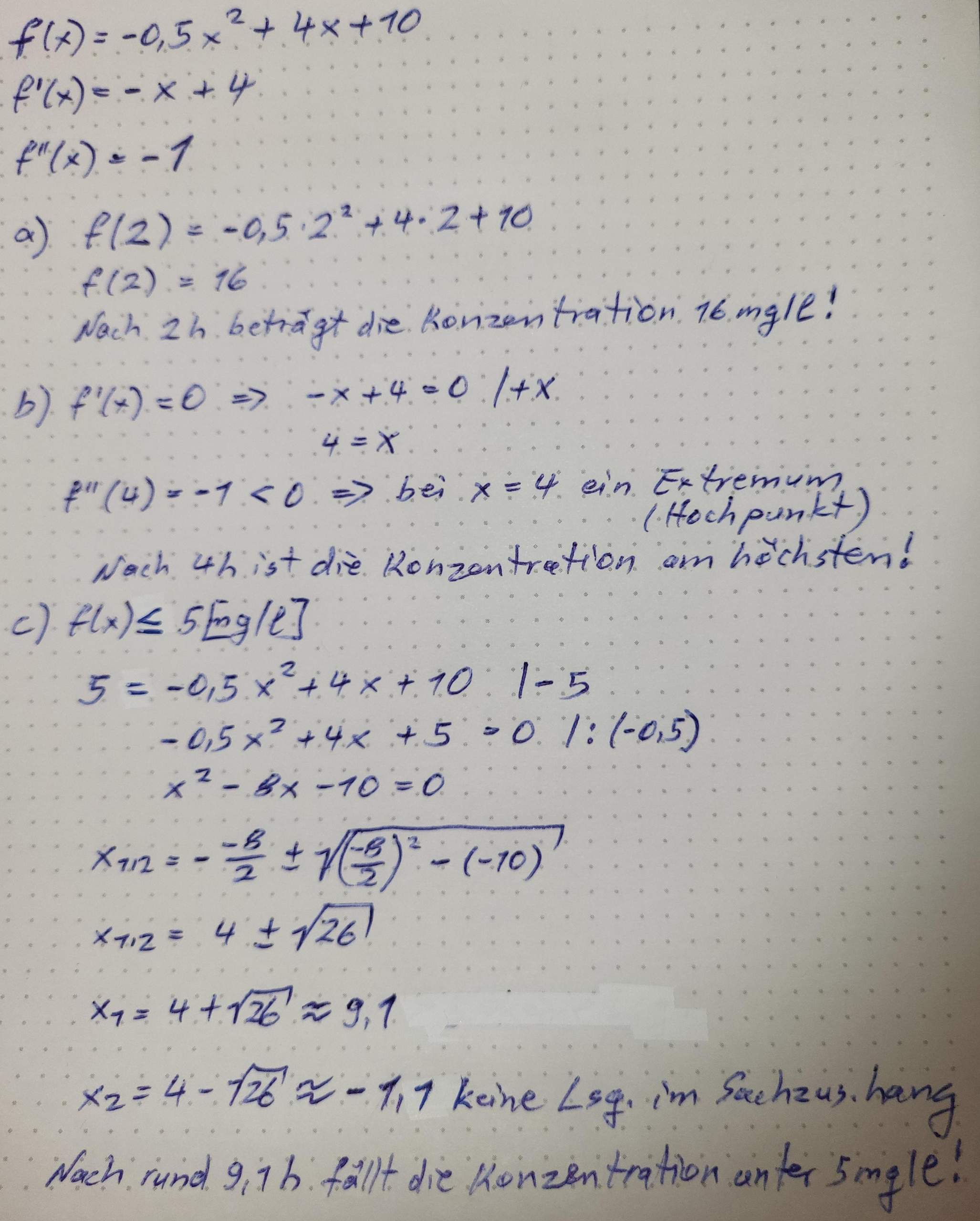 Scheitelpunkt der quad. Funktion und Schnittpunkt berechnen? (rechnen ...