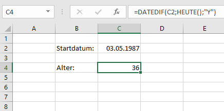  - (Microsoft Excel, Excel-Formel, Datedif)