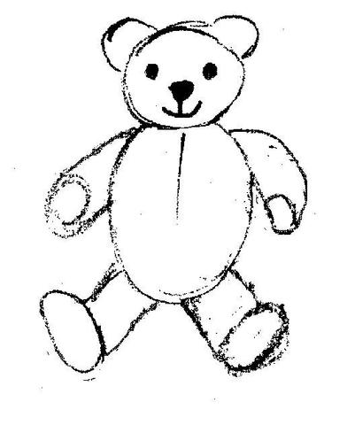 sitzender Teddy - (Mädchen, Lernen, zeichnen)
