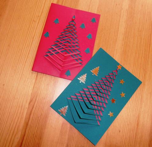 Weihnachtskarten tit Tannenbaum - (Weihnachten, basteln)
