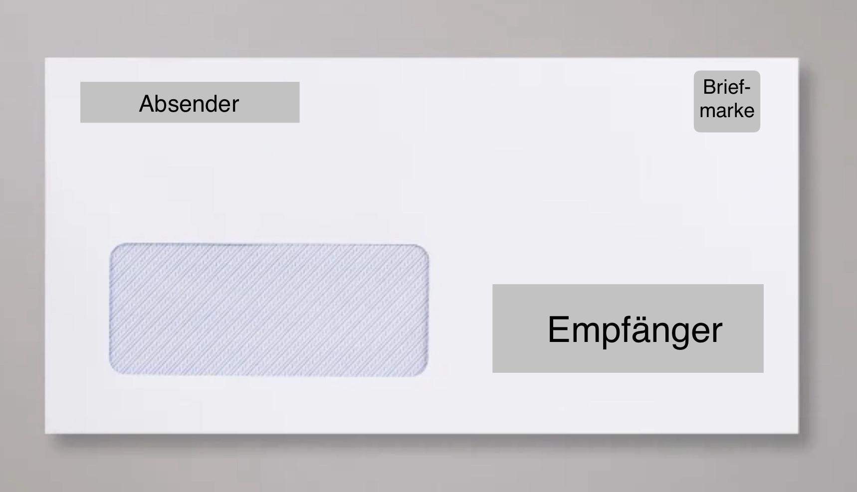 Wie Absender und Empfänger auf Brief mit Fenster? (Post, Versand, Paket)