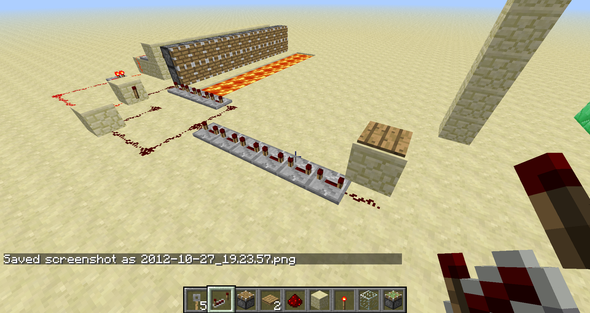 je mehr redston repeaterr , umso später werden die kolben ausgefahren - (Minecraft, falle)