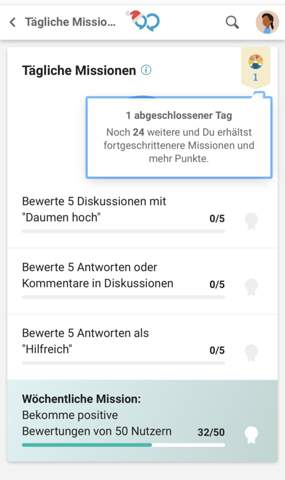 - (gutefrage-Nutzer, Tägliche Mission, Punktesystem)