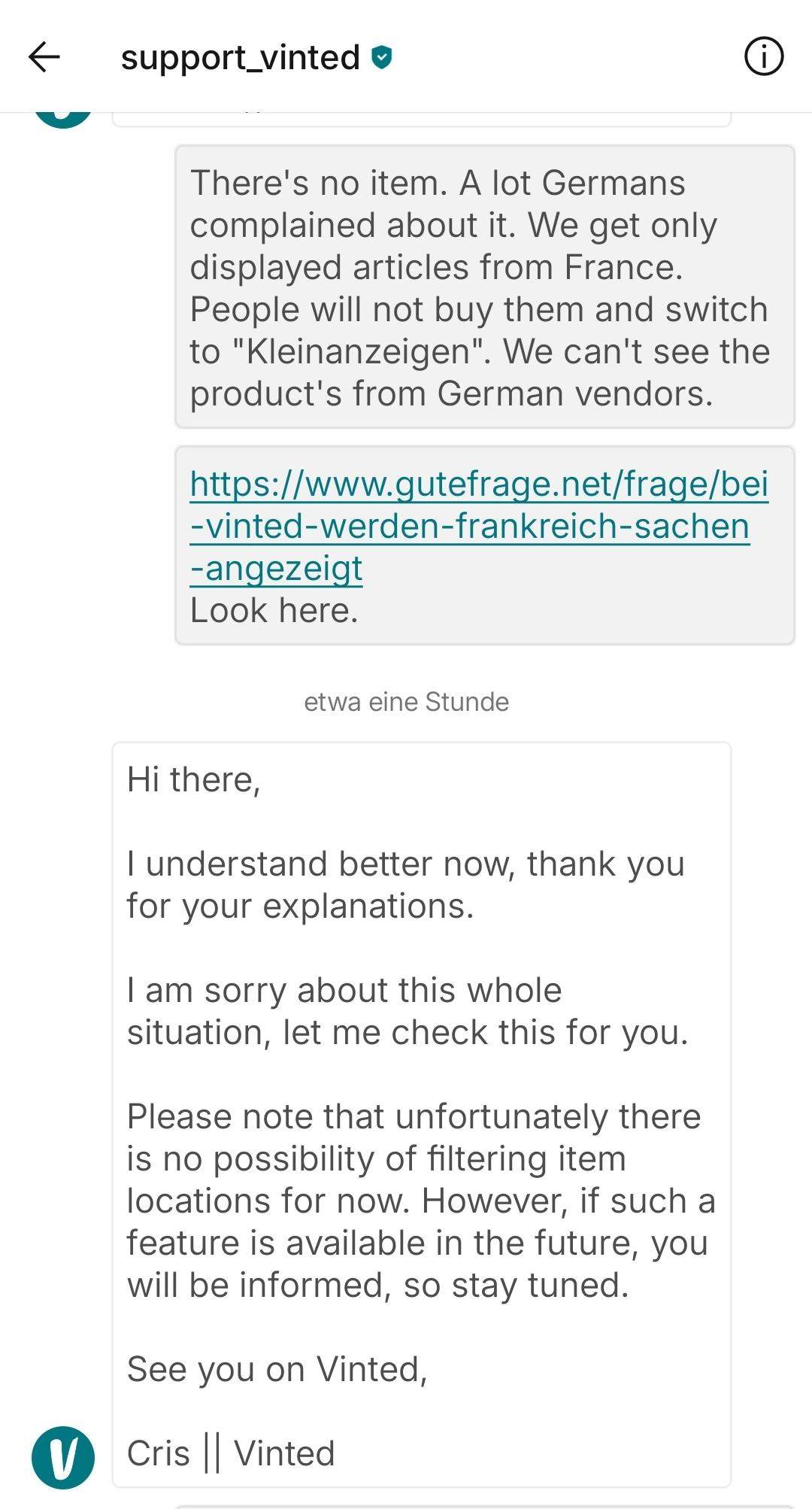 Bei Vinted werden Frankreich Sachen angezeigt? (Kleidung, Bestellung)