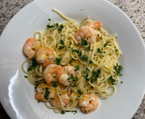 - (lecker, scampi)