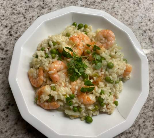 - (lecker, scampi)