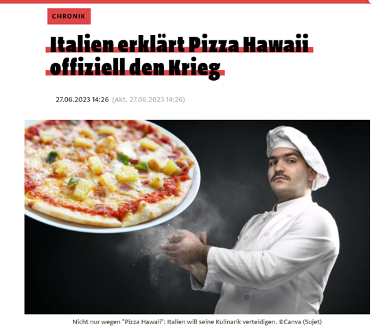 - (Italien, Pizza, Pizza Hawaii)