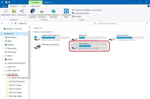 - (Windows, Daten, SSD)