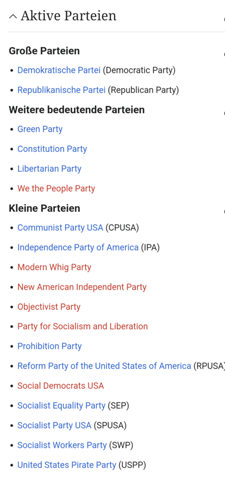 - (USA, Partei, Regierung)
