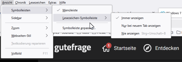 - (Mozilla Firefox, Windows 11, Lesezeichen)
