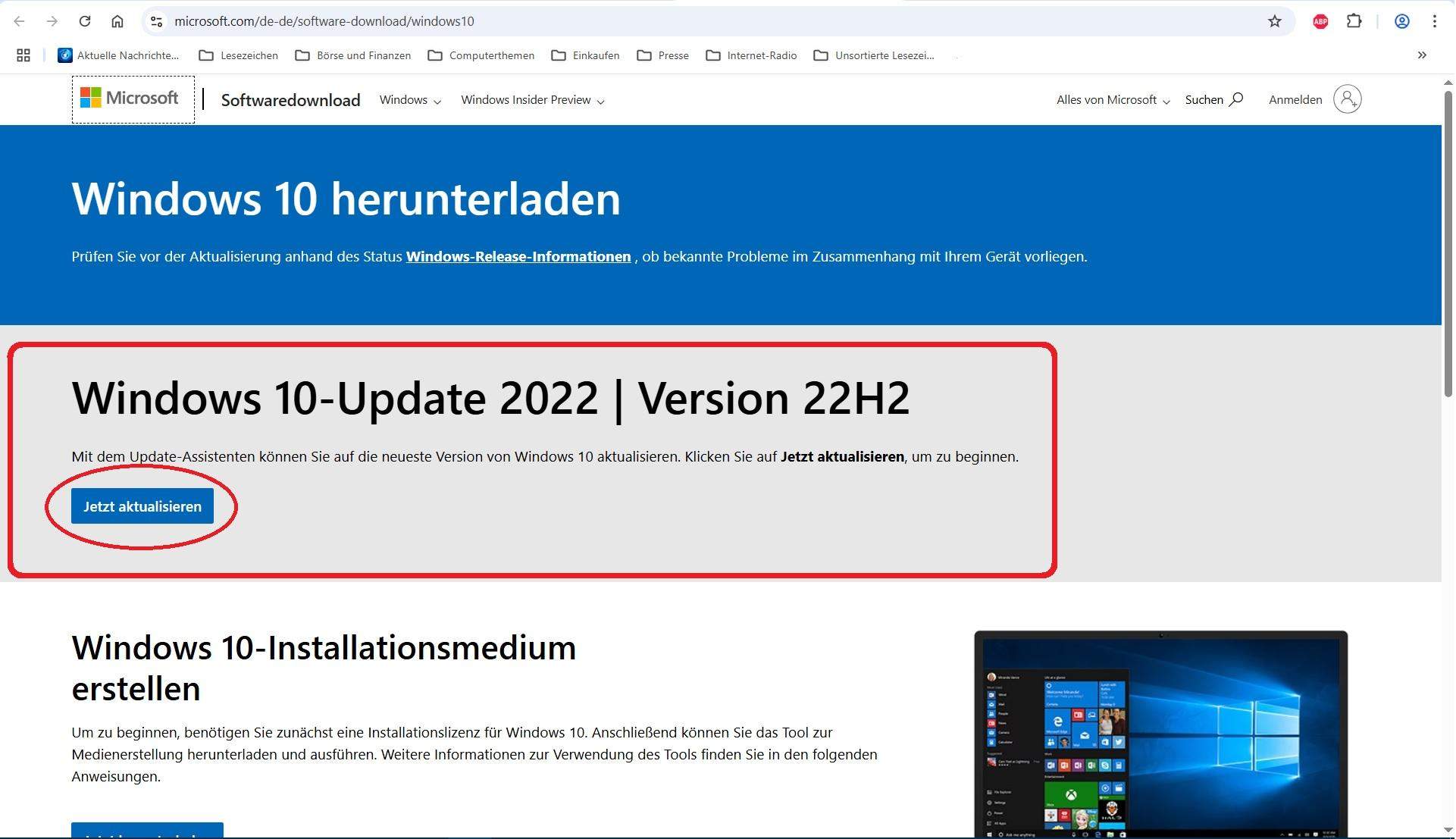 Windows 10 Funktions Update 22H2 lässt sich nicht installieren?