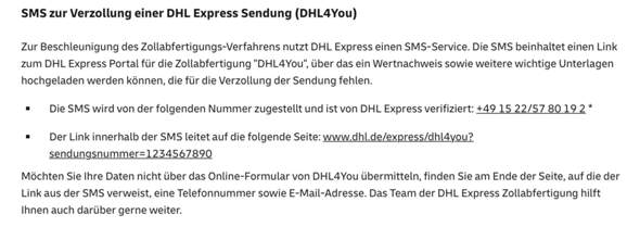 - (Zoll, SMS, Fake)