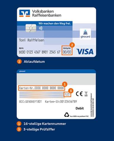 - (Konto, Überweisung, Kreditkarte)