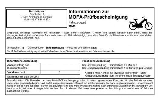 - (Moped, mofaprüfbescheinigung)