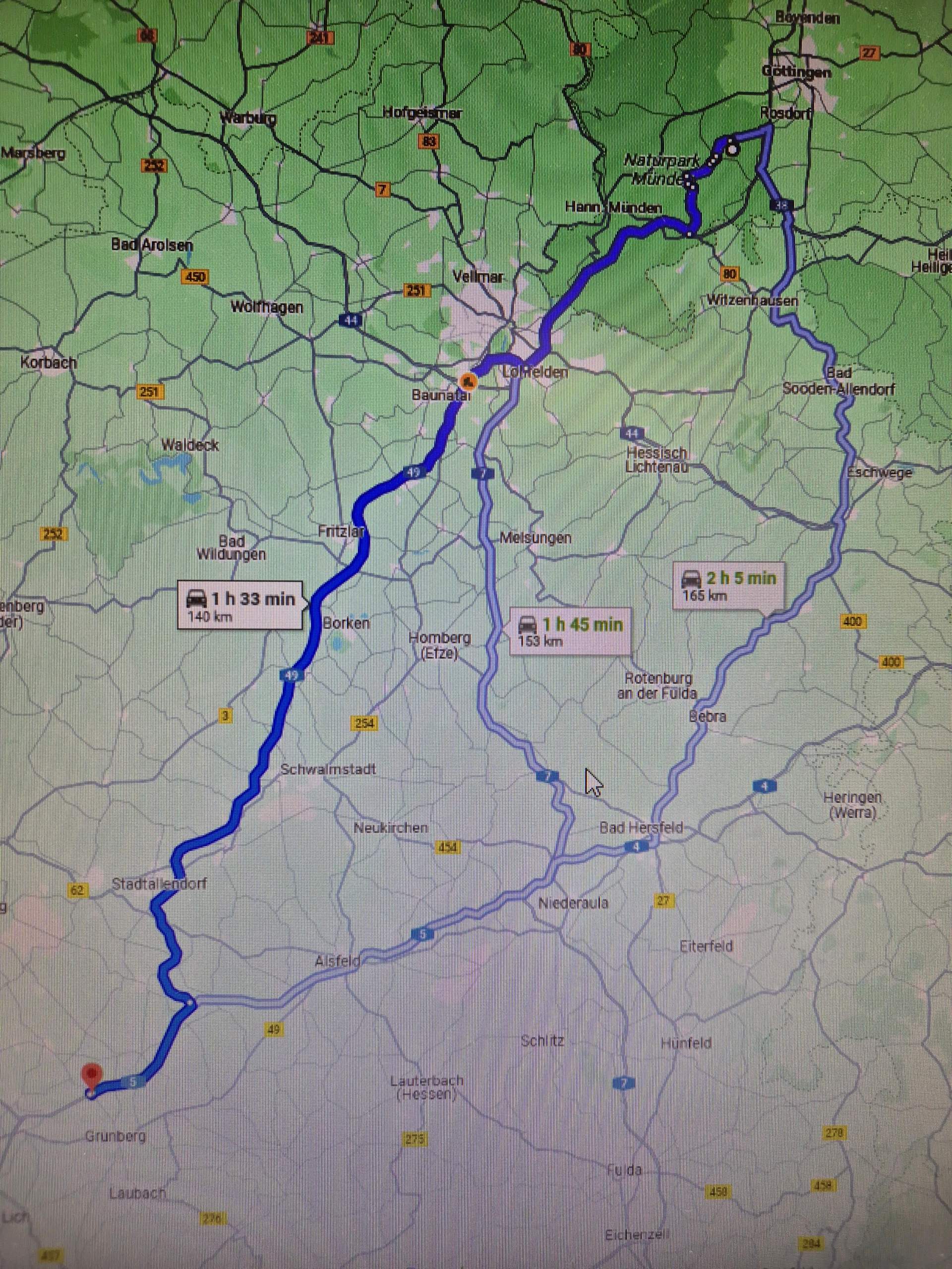 Was denkt ihr warum mich Google maps über a49 schicken will fuhr sonst ...