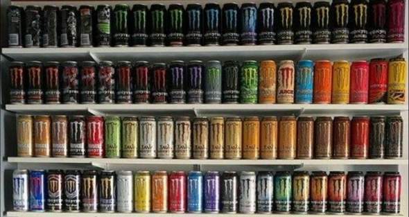 - (Energy Drink, sammeln, zu Hause)