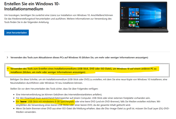 - (Windows, Windows 10, USB-Stick)