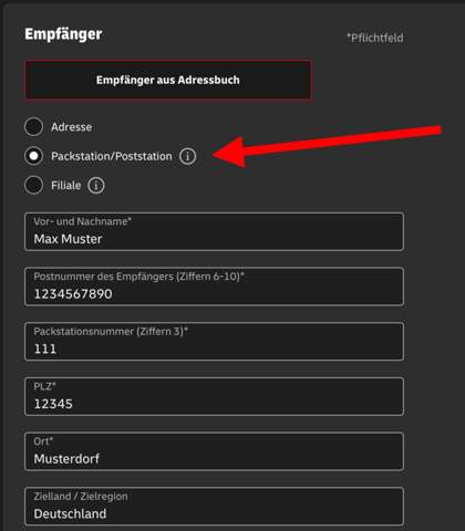 - (Post, Versand, Bestellung)