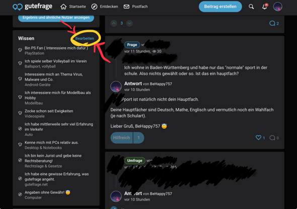 - (Profil, gutefrage.net-Support, Auskunft)