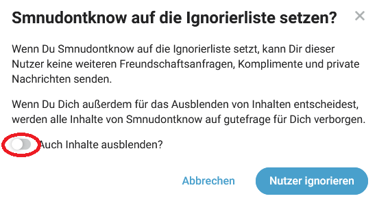 - (gutefrage-Nutzer, gutefrage.net-App, gutefrage.net-Support)