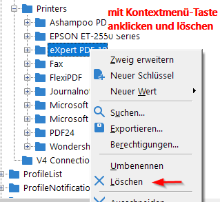 - (Drucker, entfernen)