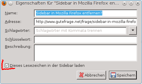 Lesezeichen in der Sidebar - (Computer, Mozilla Firefox, sidebar)