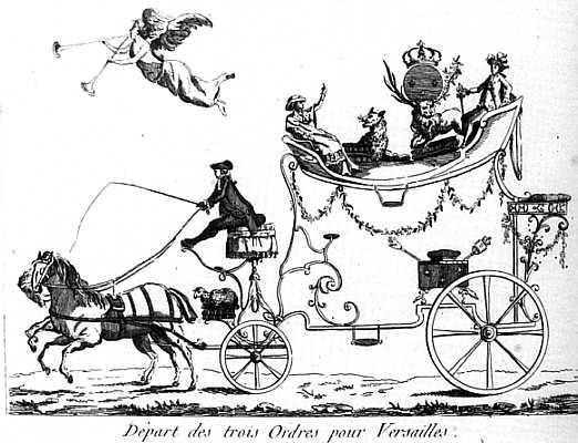 Die karikatur ( Abreise der 3 Stände nach Versailles) - (Geschichte, Frankreich, französische Revolution)