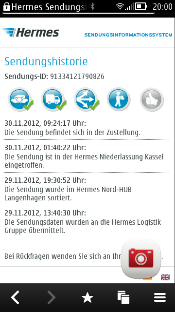 wie lange dauert HERMES lieferungen? (Post)