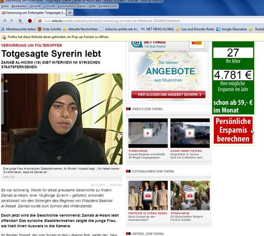 BLÖD-Zeitung ist verwirrt-von Assad geköpfte Frau redet im syrischen Fernsehen - (Politik, Syrien, Arabien)