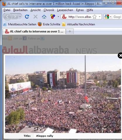 Syrien- Riesige ProAssad Demonstration -in Aleppo 1 Million - (Politik, Syrien, Arabien)