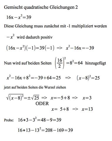 Gemischt quadratische Gleichungen 2 - (Schule, Mathematik)