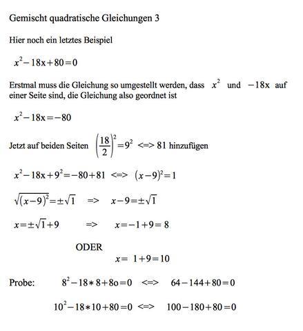 Gemischt quadratische Gleichungen 3 - (Schule, Mathematik)