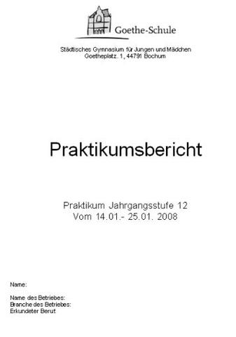 Praktikumsmappe (Deckblatt) (Schule, Beruf, Praktikum)