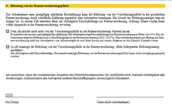 Befreiung Rentenversicherung Formular Minijob Zentrale | Losformathens ...