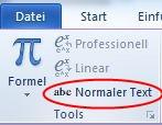 Die Schaltfläche "Normaler Text" in den Formeltools - (Office, Formatierung, Word 2010)