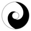 das 'korrekte' Symbol für Taiji - hier befinden sich Yin + Yang in Bewegung (!)  - (Kampfsport, Meditation, Tai Chi)