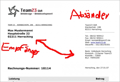 Wo schreibt man den Absender und den Empfänger auf einen ...
