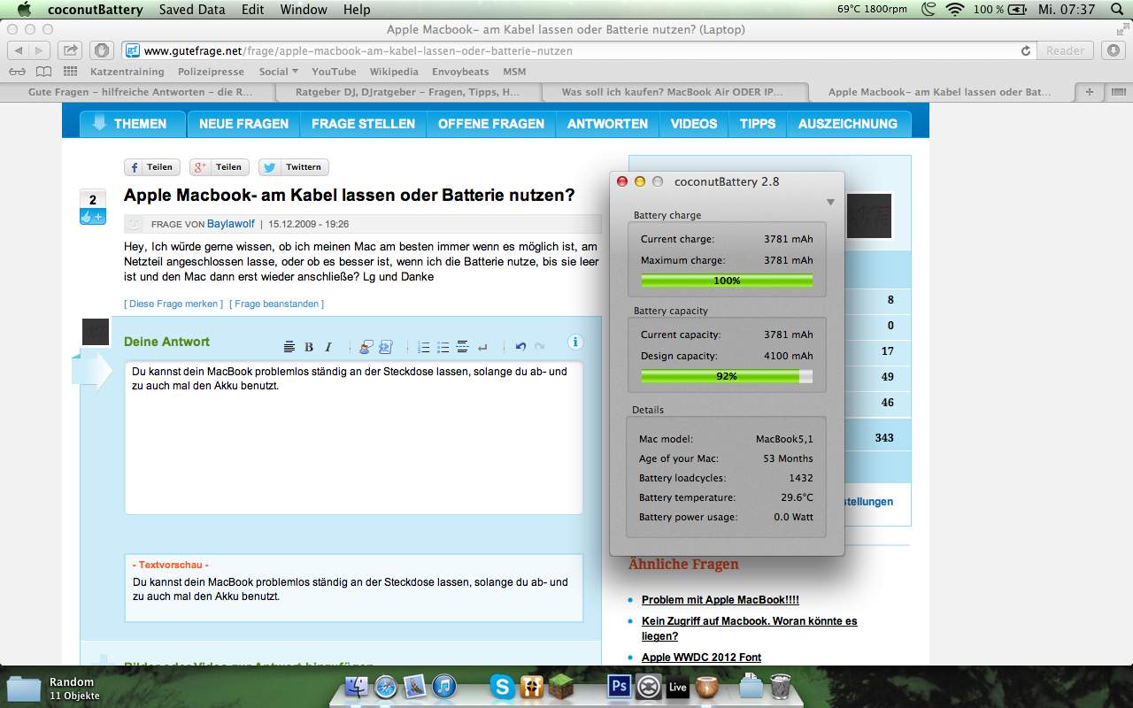 Apple Macbook am Kabel lassen oder Batterie nutzen?