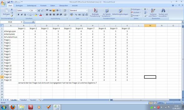 Fragebogen durch Excel auswerten (Funktion, Visual Basic)