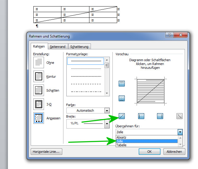 Tabelle in Word durchstreichen (Computer, PC, Windows)