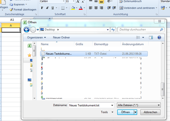 01 - Textdatei öffnen - (Computer, PC, Microsoft Excel)
